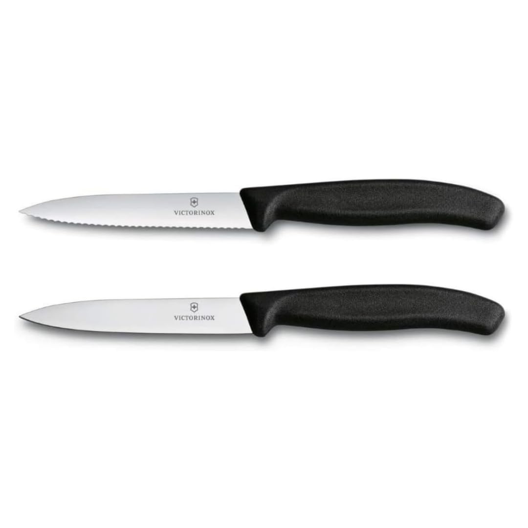 Victorinox Swiss Classic, Tomato and paring Knife Set, 2-piece, Extra Sharp Blade, Plastic Handle, Stainless Steel, Swiss Made, Black