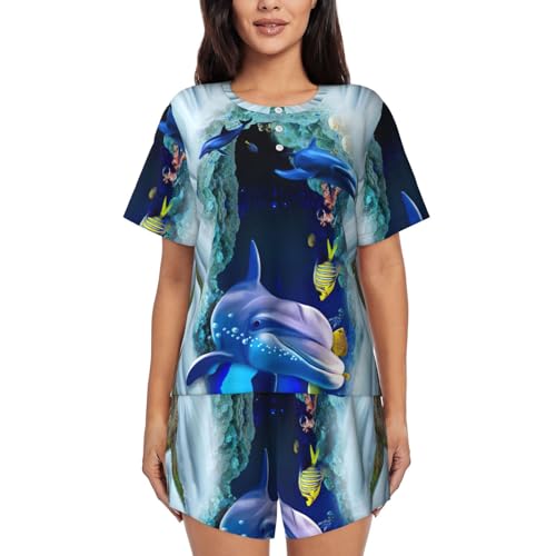 EdWal imprimé dauphin t-shirt durable anti-déformation motif mer original
