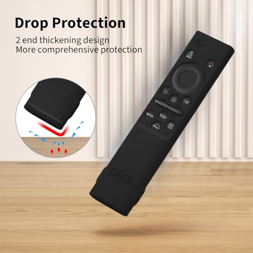 Image of OBOE Silicone TV Remote Cover for Samsung Remote BN59-01311 QLED, Black | Open Key Protective Case, With Loop, Remote NOT Included