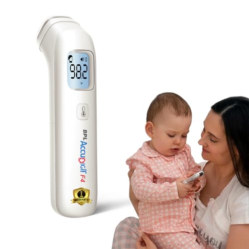 Image of BPL Medical Technologies Accudigit F4 Non Contact Infrared Thermometer - Fast & Accurate Forehead Thermometer for Adults & Kids (White)