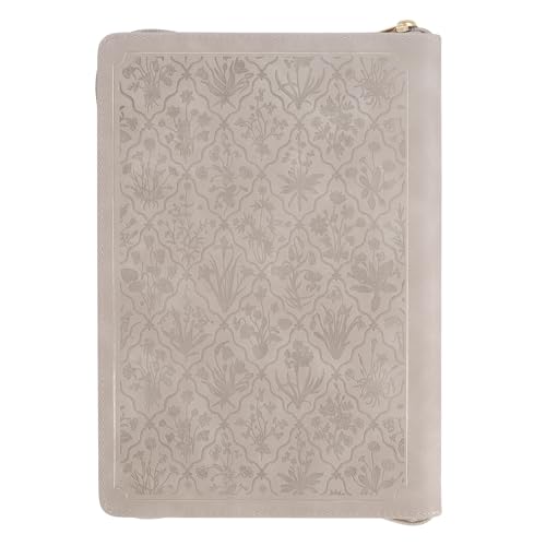 Image of Christian Art Gifts Inspirational Zippered Journal, My Grace is Sufficient for You Wide Ruled Notebook, 2 Cor. 12:9 Bible Verse, Taupe Vegan Leather, 336 Lined Pages w /scripture, (9 inch x 6.4 inch x .9 inch)