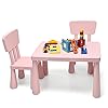 Toddler table and chair set plastic kid activity table 2 chairs 3 piece children playroom furniture set for reading writing painting kids table and chair set for age 3 7 pink  urban country home decor