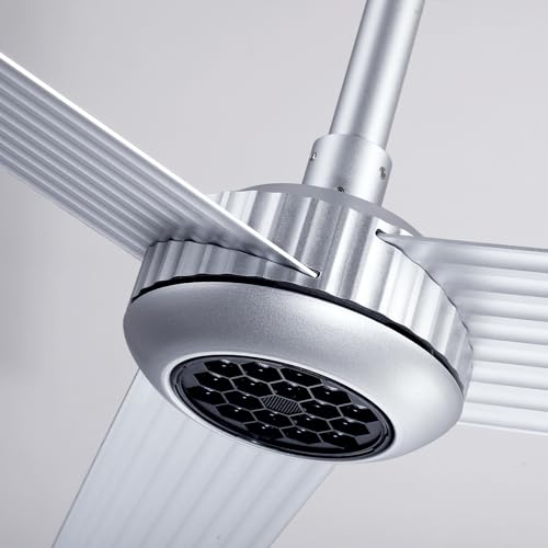Image of TALOYA Ceiling Fan with Lights,52inch ceiling fan with Remote Control,Metal Body,Silver Finish,6-Speed,Dimmable, Noiseless Reversible DC Motor,Indoor /Outdoor