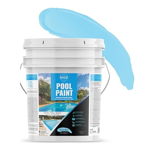 Dyco Waterborne Acrylic Pool Paint, Resistant to UV, Water, Salt, Chemicals, Fading, Cracking & More, Seals Hairline Cracks, Lasts 5-8 Years (Ocean Blue, 5 Gallon)