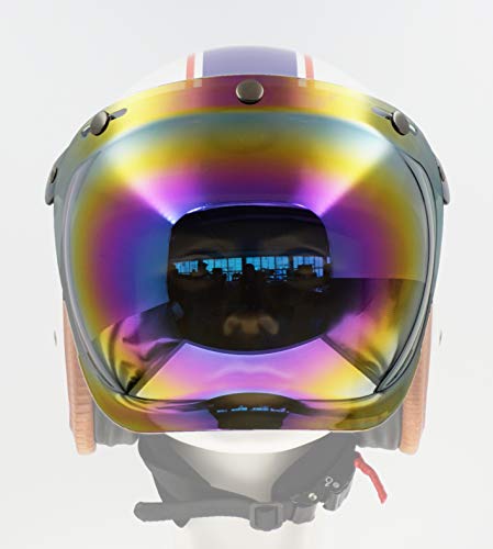 Hot Rides Universal Motorcycle Helmet Lens Visor Wind Shield (Bubble/Rainbow) #TOP1