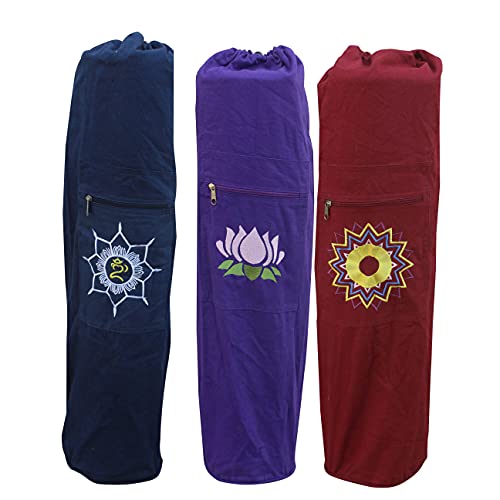 Image of Ryan Cotton Matbag with Drawstring Adjuster with embroidery - (28 inch length x 5.5 inch dia) Assorted Color