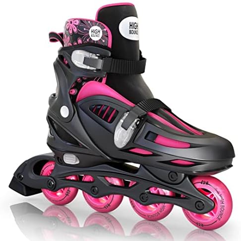 Inline Skates for Girls and Boys, Roller Blades with Gel Wheels and Adjustable Sizing for Adults and Kids, Roller Blades for Men, Women, Girls, Boys, Lightweight Roller Blade Skates, High Bounce, Pink