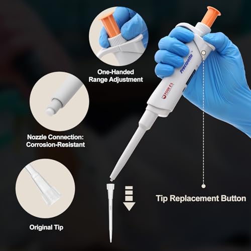 Image of 4E's USA Lab 0.1-2.0μL Pipette: Single-Channel Adjustable Micropipette with Color-Coded Top (Brown), 4 Digit Display, Universal Tip Cone, High Accuracy, ISO 8655 Calibrated & Lower Part Autoclavable