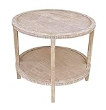 Rohan 28-inch Round Mango Hardwood Side/Small Table with Shelf
