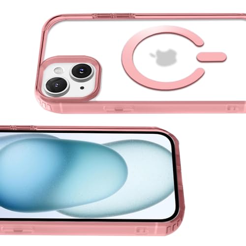 Image of KARWAN️ Hybrid Transparent iPhone 15 Back Cover Case Compatibe with Mag-Safe | Shockproof Design |Camera Protection Bump | Transparent Back Cover Case for iPhone 15 (PC, TPU | Pink