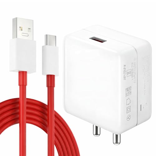 Image of 65W Supervooc Charging Adapter with USB 3.3 Ft Cable, Compatible with OnePlus, Realme, Xiaomi, Redmi, Oppo, Vivo & Other Smartphones, Type C Charger Supports Dash, Warp, Vooc,SuperVooc