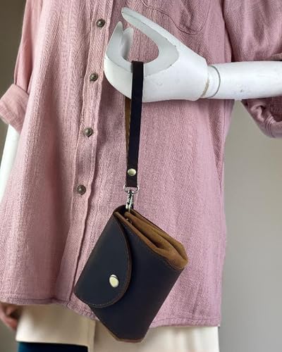 TeriArte Hakiki Deri Kadın Cüzdan, Gerçek Deri Mini Çanta, Bilek Askılı Körüklü Taşıma Çantası, Kadın Hediyelik Ürün (kahverengi) - Görsel 5