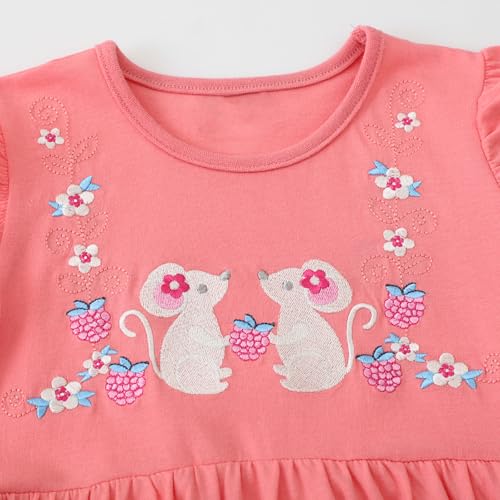 Image of HILEELANG Toddler Girl Short Sleeve Easter Dress Cotton Casual Jersey Shirt Playwear Applique Dress