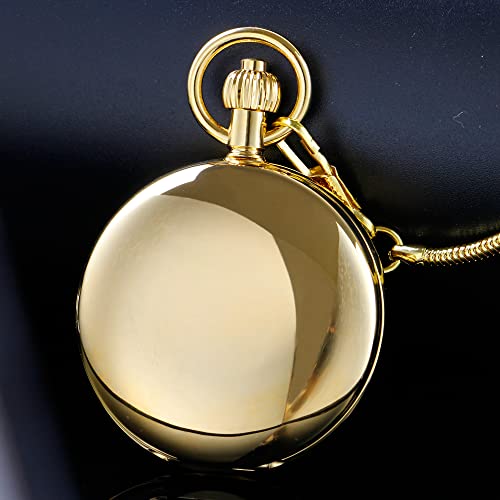 Alwesam Copper Mechanical Men's Pocket Watch Double Face Roman Numerals Hand Wind Pocket Watch With Chain&Box #TOP5