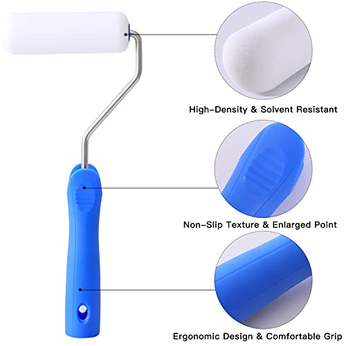 Mister Rui Foam Paint Roller, 4 Inch Paint Roller, Small Paint Roller, High Density Foam Paint Roller Tray And Liner Set, Sponge Rollers For Painting And Staining #TOP2