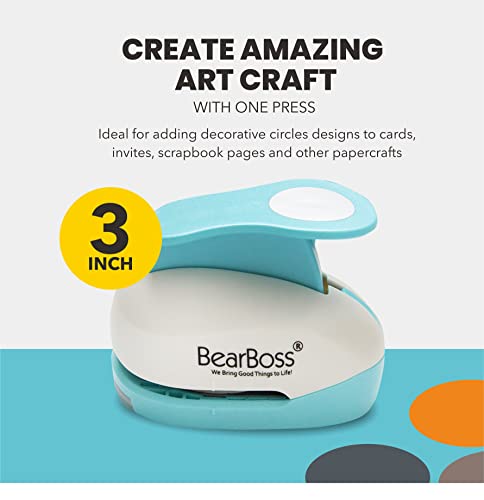 image for BearBoss 3 Inch Circle Punch, Hole Punch Shapes, Paper Punch Set for S