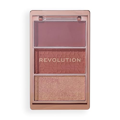 Revolution, Blush Icon Palette, Colorete en Crema & Polvo Compacto, Alta Pigmentación, Paleta de Rostro, Vegano y Libre de Crueldad, 3 Tonos, Aura Points Rose