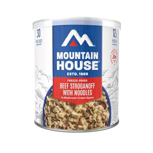 Mountain House Freeze-Dried Beef Stroganoff with Noodles #10 Can – 60 Total Servings (Pack of 6, 10 Servings Each) – Fully Cooked, Ready-to-Eat Emergency Survival Canned Food – High-Protein, Easy-Prep Dinner – Shelf-Stable Long-Term Food Storage â
