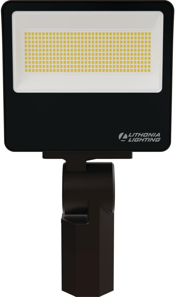 Lithonia Lighting All-in-One LED Flood Light, Waterproof LED Outdoor Light Fixture with Adjustable Brightness and Color Temperature, Yoke or Slipfitter Mount Dusk to Dawn Outdoor Lighting, MVOLT