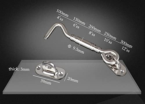 Gooffy Hook And Eye Latch Gate Bolt Gate Hook Lock,2 Pcs Stainless Steel Cabin Hook And Latch Heavy Duty Door Gate Latch For Wooden Gates Window Brace Gate Door Catch Holder Button (Size : 6 Inch) #TOP7