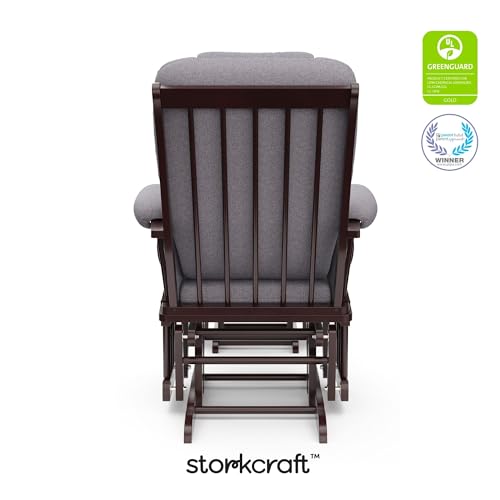 Image of Storkcraft Tuscany Glider & Ottoman with Lumbar Pillow, Espresso /Gray Swirl