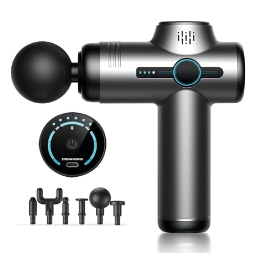 Ticlum Pistola de Masaje Muscular compuesta por 6 Cabezas, 6 Velocidades, Ultra Silenciosa (<40 dB), ligera (420g), portátil, batería de larga duración, para espalda, cuello y piernas