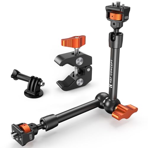 K&F CONCEPT 11' Magic Arm Clamp Kit with ARRI 1/4' & 3/8' Thread Screw 360° Ball Heads Articulating Arm Camera Adapter for DSLR, Monitor, LED Light, Microphone, Camera Cage, Action Camera