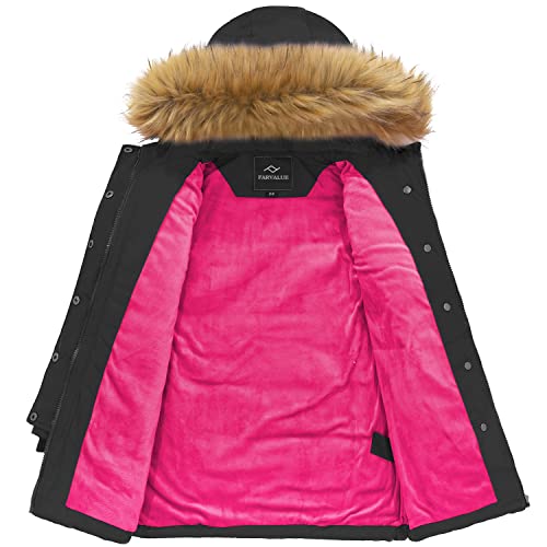 Image of FARVALUE Women's Winter Coat Thicken Puffer Coat Warm Jacket with Removable Fur Hood