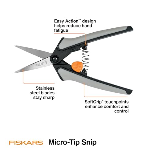 Image of Fiskars 6 inch Steel Micro-Tip Pruning Snip Set, Garden Scissors, 15-Pack