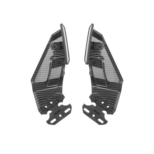Image of Motorcycle Rear View Mirrors, Side Wing Rearview Stealth Mirror | Universal Carbon Fiber stripes Winglets Mirrors Replacement for Honda / Kawasaki / Yamaha / Suzuki / B-MW / Apriliar / Ducati