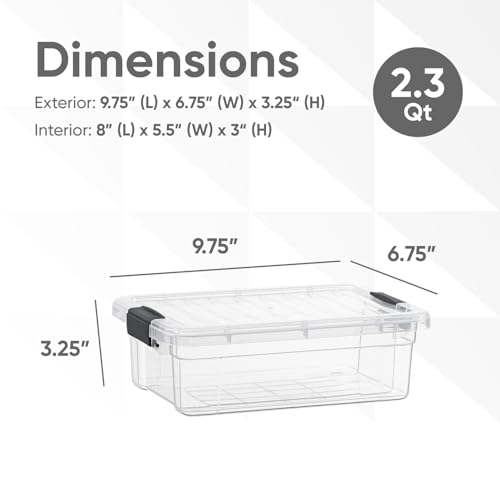 Image of Superio 2.3 Quart Clear Plastic Storage Containers with Lids, Stackable Organizer Bins, BPA-Free Storage Boxes for Home, Office, Dorm & Classroom, 18 Pack
