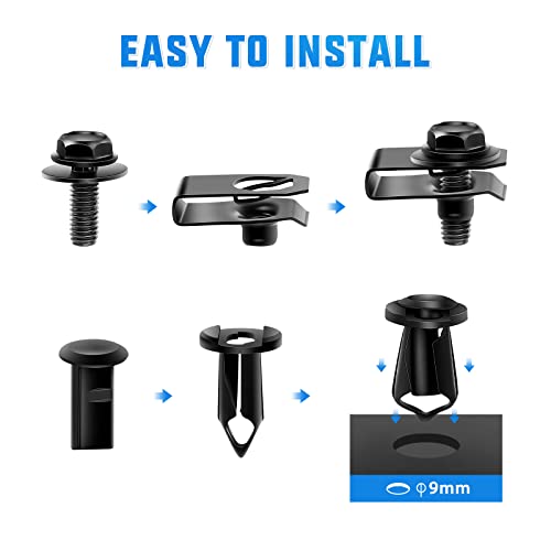 Yesker 35Pcs Car Bumper Fender Liner Clips, Automotive Engine Under Cover Retainer Clips Splash Shield Guard Body Bolts Push Plastic Fastener Rivet Clips For Nissan Infiniti, Black #TOP3