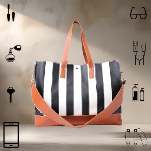 Image of JENN Weekender Tote Bag - Stylish and Durable Travel Tote for Women | Large Capacity Handbag for Short Trips, Getaways, Gym, or Daily Commute