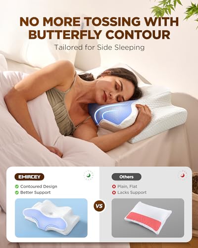Image of Sleep Doctor Approved Cervical Neck Pillow Sleeping, Ergonomic Contour Side Sleeper Pillows Adults, Cooling Orthopedic Pillow Pain Relief Support, Memory Foam Back Stomach Sleepers Grey Standard