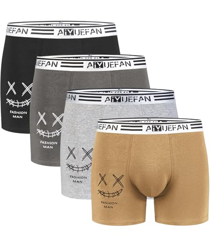 [AIYUEFAN] ボクサーパンツ メンズ 4枚セット コットン 吸水速乾 メンズ 下着 前閉じ 3D 立体成型 ボクサーブリーフ 通気性 M-3XL