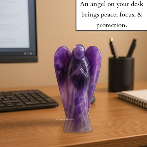 Image of Amethyst Crystal Angel Pocket Figurines Idol
