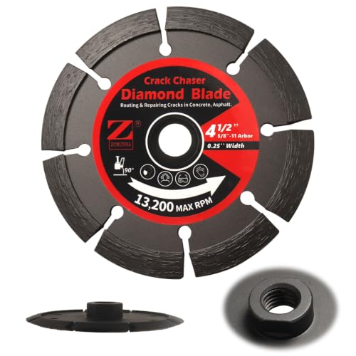 ZORUNNA 4.5 Inch Crack Chaser Blade for Concrete, 0.25" W, 5/8"-11 Arbor