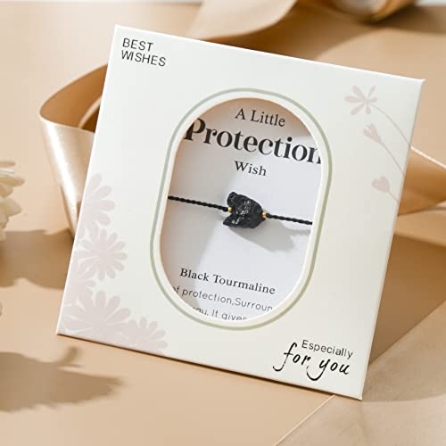 RareLove Protection Bracelet Black Tourmaline Healing Bracelets for Women,Adjustable Healing Crystal Natural Stone Beaded Strand Bracelets,Inspirational Motivational Jewelry Gift4