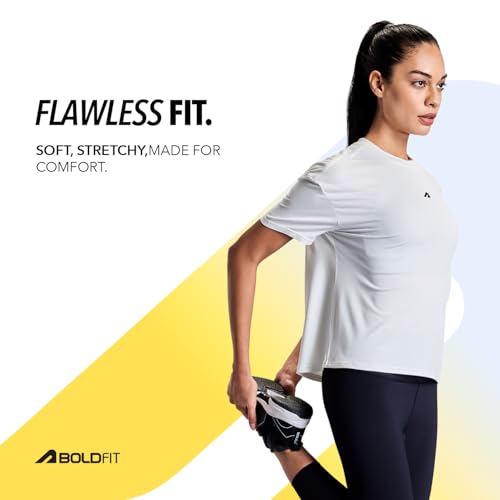 Image of Boldfit Tshirt for Woman Relaxed fit Gym Tshirt for Women Workout Lightweight t Shirt for Woman Breathable Women t Shirt Round Neck t Shirts for Ladies Gym Dress