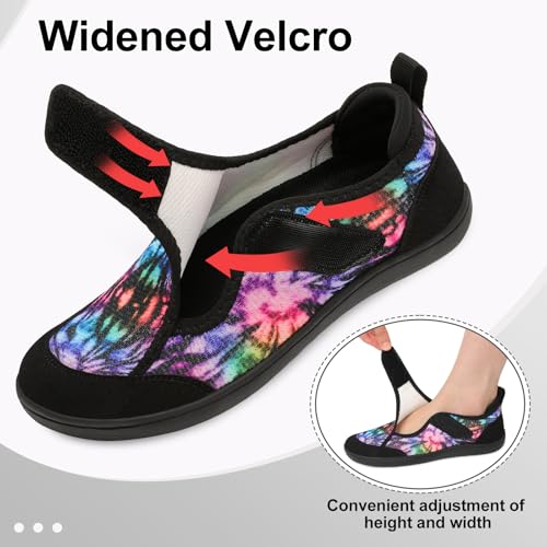 Image of LeIsfIt Wide Toe Box Diabetic Shoes for Women Zero Drop Barefoot Sneakers Breathable Adjustable for Edema Swollen Feet & Seniors