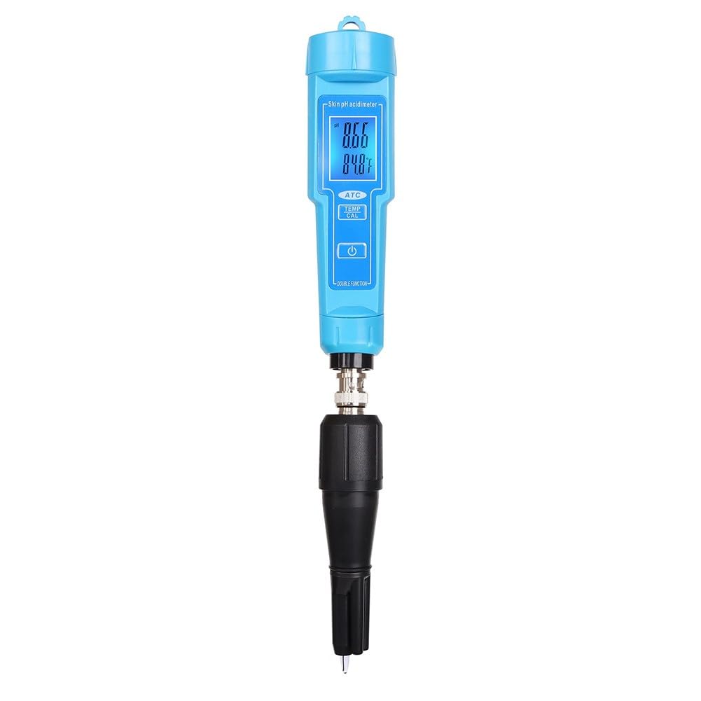 Lecreatekit Misuratore di pH digitale e termometro, IP67, impermeabile, 2 in 1, tester di acidità con ATC per suolo, acqua, cibo, carne, laboratorio, acquario, piscina, idroponica, intervallo di pH 0