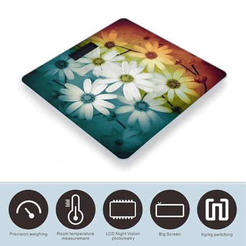 Báscula digital de baño con marco floral de vidrio templado miniatura 3