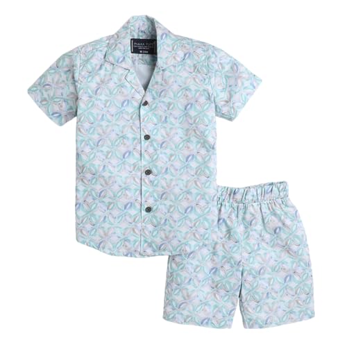 Image of POLKA TOTS 100% Cotton Co-Ord Set for Boys | Half Sleeve Shirt & Shorts Beach Outfit for Kids | Ultra-soft & Breathable Summer Clothes for Toddler & Baby Boy | Casual Dress & Printed Nightwear Set