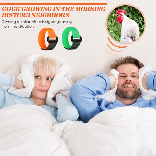 Xuniea 4 Verstellbares Hahnenhalsband Krähensicheres Hahnenhalsband mit Hakenverschluss Nylon-Halsband Verhindert DASS Hühner Schreien und Die Nachbarn Stören für Haushühner(Orange und Grün)