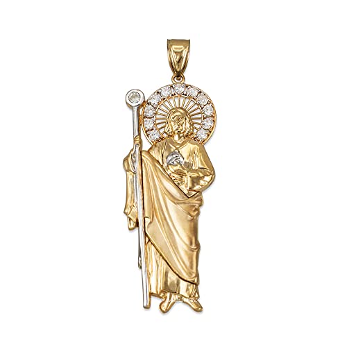 10K Yellow Gold St. Jude CZ Pendant (Medium-2.15