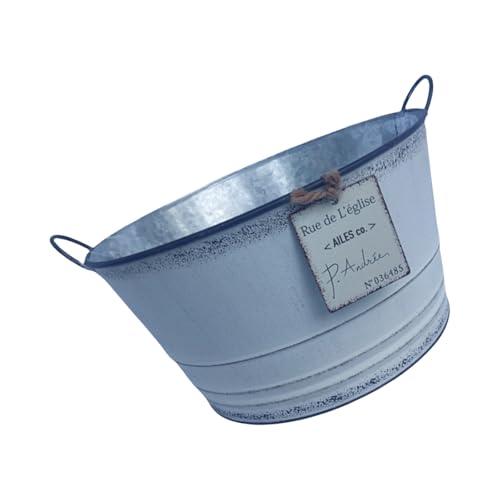 JDNH Contenitore per piante in metallo resistente, design con doppia impugnatura, adatto per piantare da tavolo all'interno e all'esterno per orticoltura, fioriera decorativa in metallo