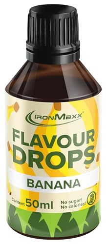 IronMaxx Flavour Drops - Banane 50ml | kalorienfrei & zuckerfrei | vegane Aromatropfen zum süßen von Lebensmitteln | praktischer Tropfer-Verschluss