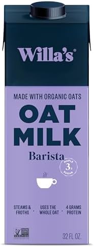 Willa's Organic Barista Oat Milk, Low Sugar, No Rapeseed Oil, 32oz, 1 Pk