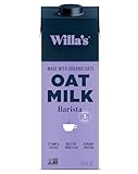 Willa's Organic Barista Oat Milk - Barista Blend Unsweetened Oatmilk and Creamer, Non-GMO, Shelf Stable, Low Sugar, Non-Dairy Milk, Made from Whole Grain Oats, For Foams and Froth, 32oz, Pack of 1