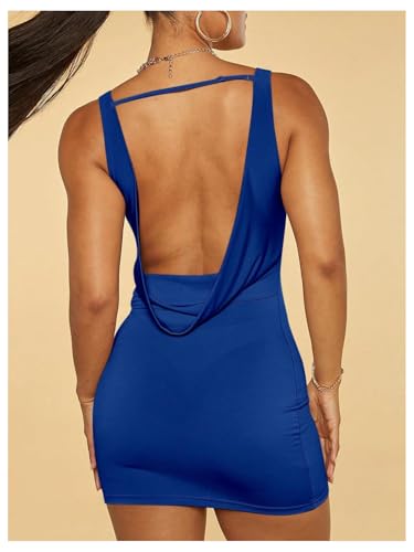 Image of MakeMeChic Women's Backless Mini Dress Square Neck Sleeveless Bodycon Tank Dress Party Club Dresses
